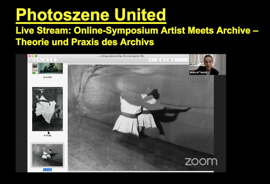 Screenshot von Zoom mit einer Präsentation. Titel: Photoszene United. Live-Stream