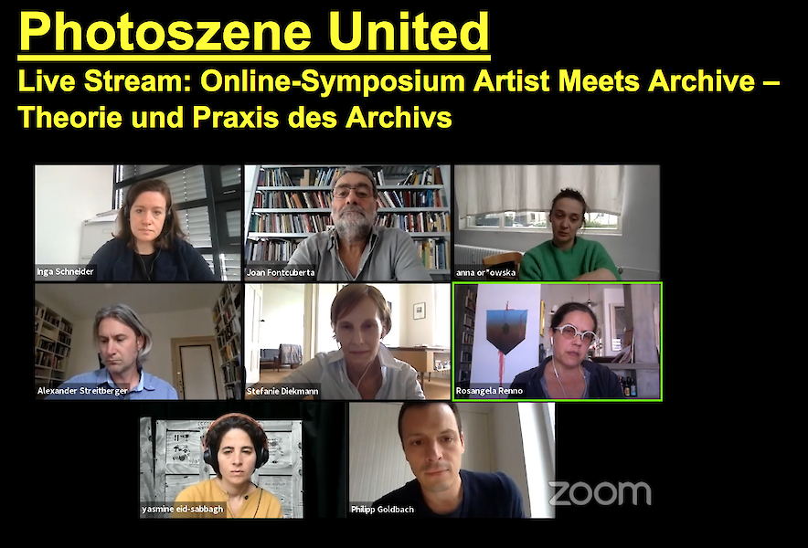 Screenshot von Zoom mit mehreren Teilnehmenden. Titel: Photoszene United. Live Stream