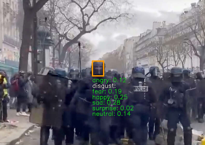 Algorithmic emotions analysis of  riot police - Reversed Surveillance (2024)